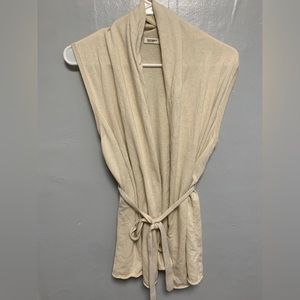 Old Navy Cream Knit Sweater Vest/Sleeveless Cardigan With Tie Front Size Large